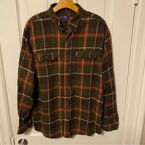 Flannel Plaid Button Down - Military Green